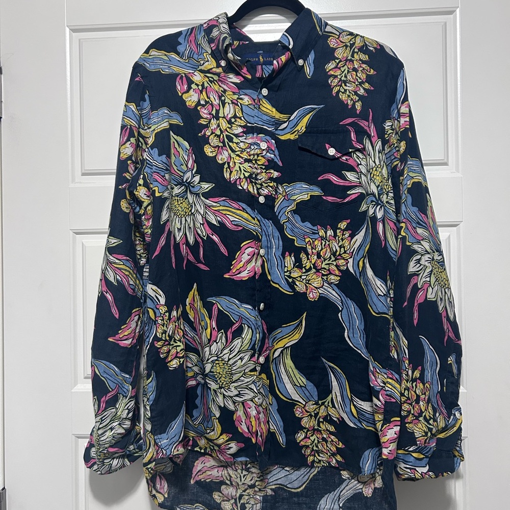 Ralph Lauren Navy Floral Women’s Linen  Shirt